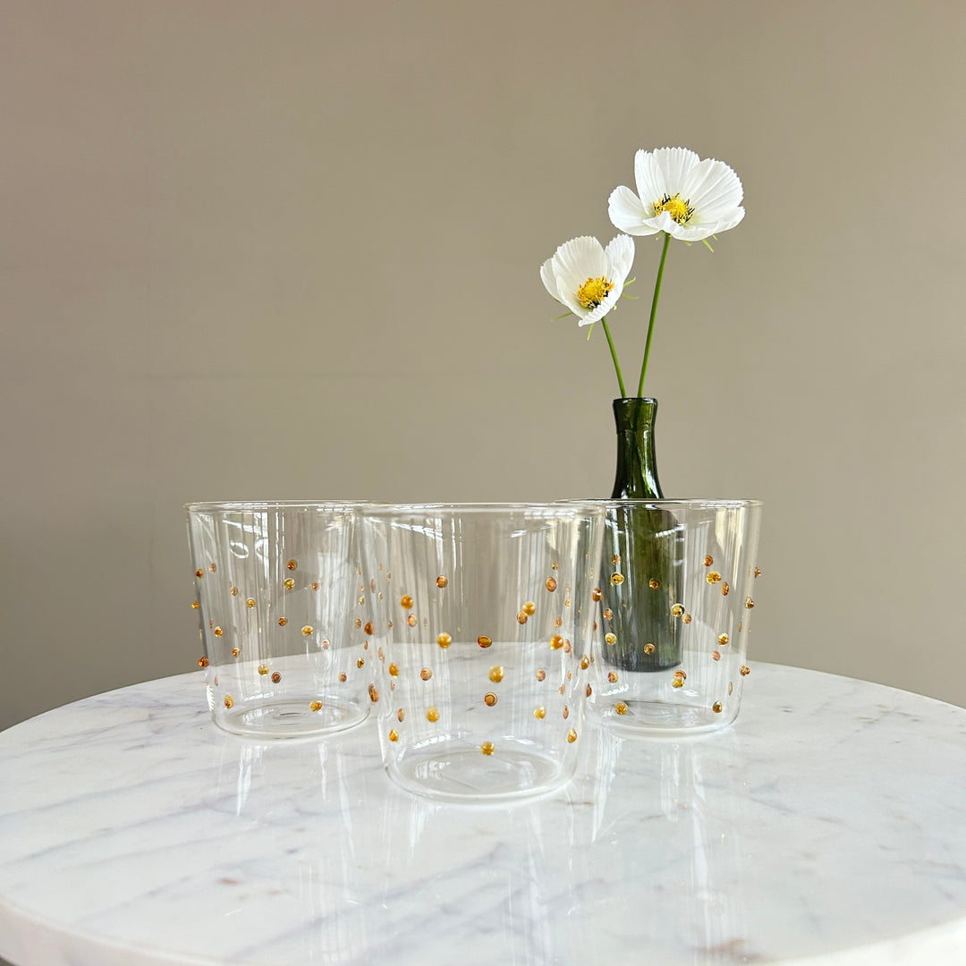 Amber Drinking Glass | Dots