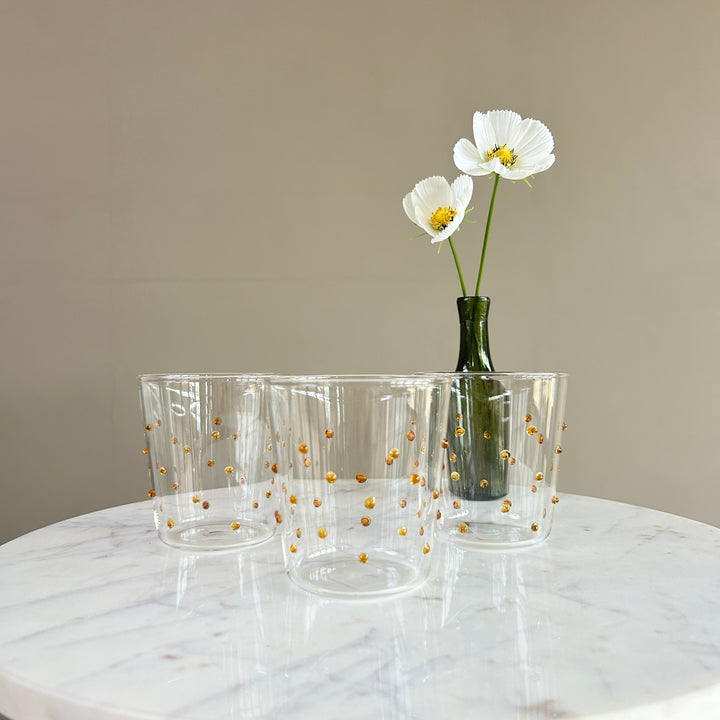 Amber Drinking Glass | Dots