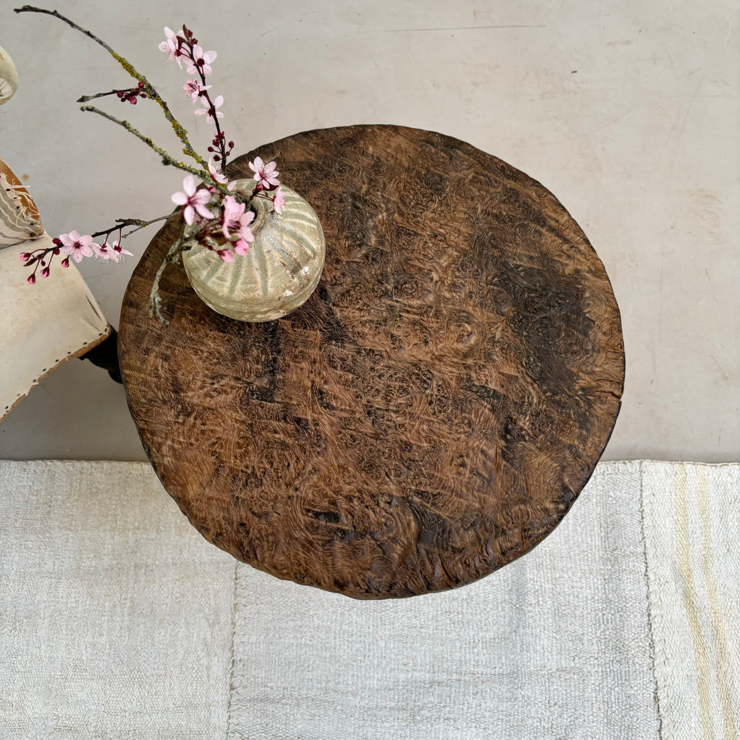 Ancient burr elm side table | Octavia c 