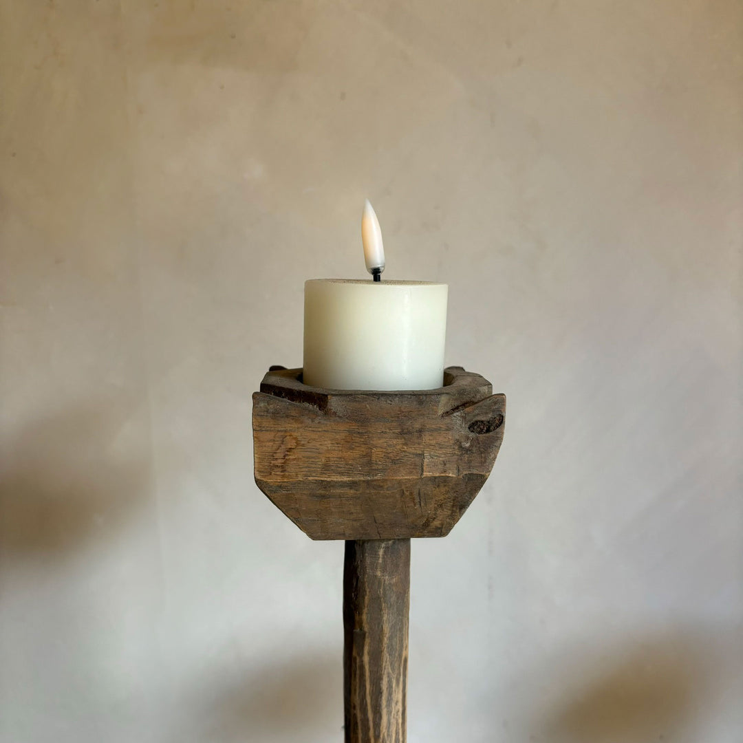 Antique Wooden Candlestick