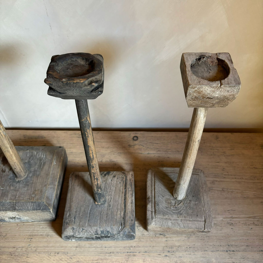 Antique Wooden Candlestick