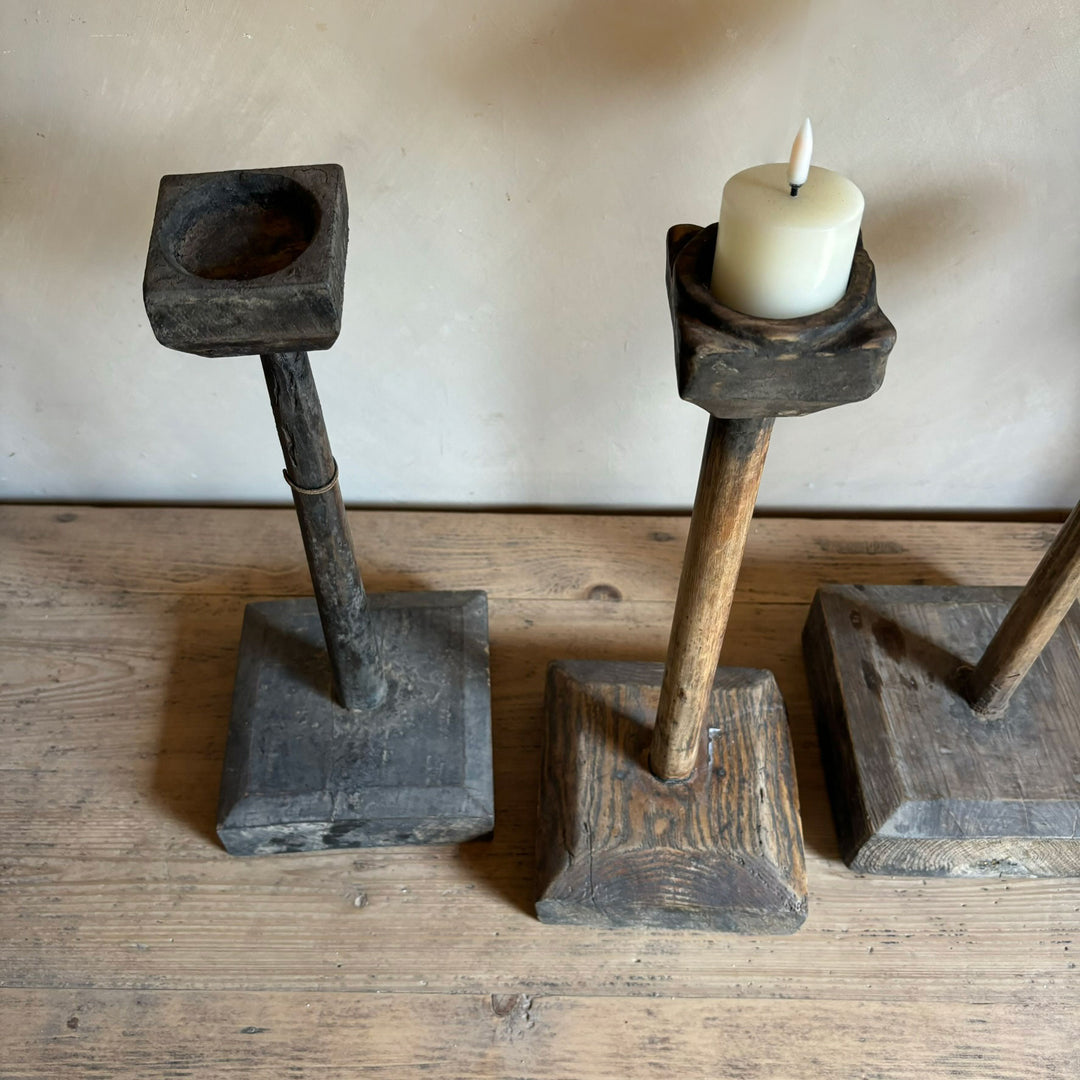 Antique Wooden Candlestick