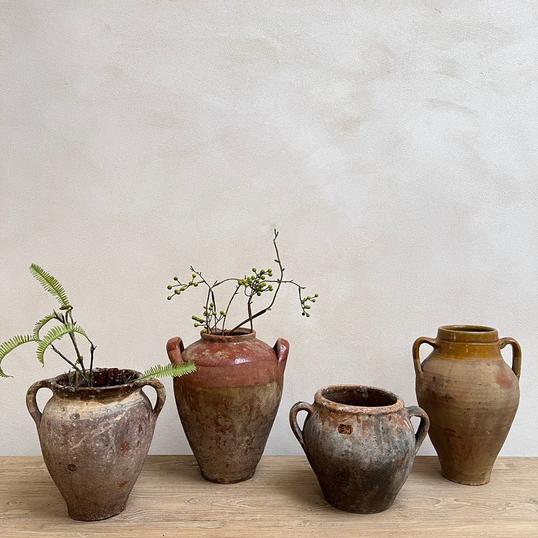 Antique Amber Glazed Urns 