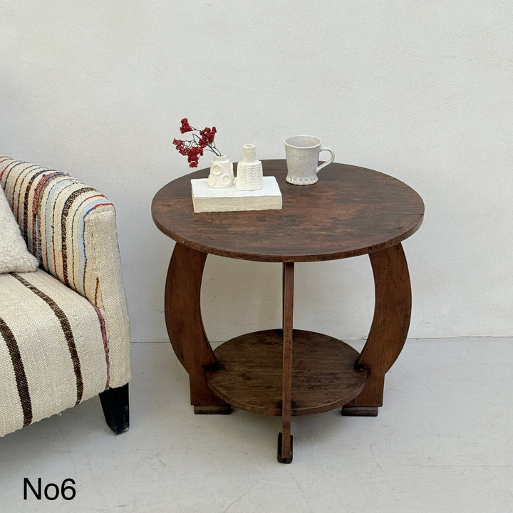 Antique Art Deco Round Side Tables