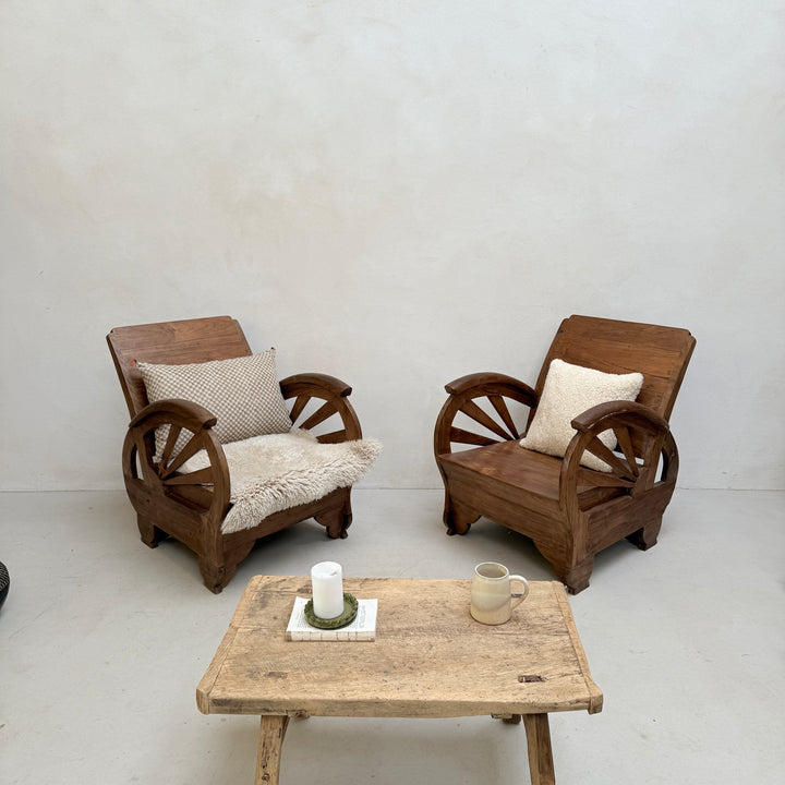 Antique Art Deco Wooden Armchair