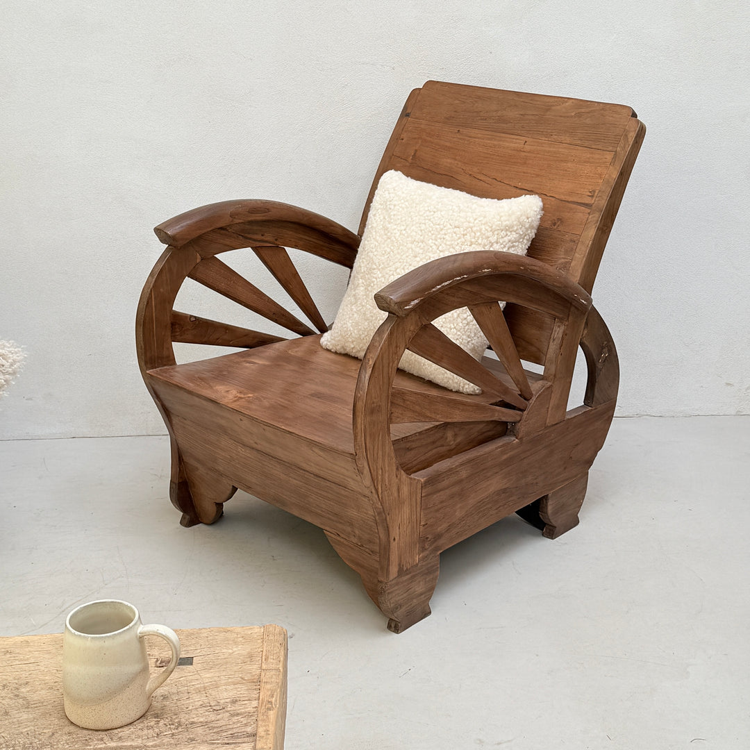 Antique Art Deco Wooden Armchair 