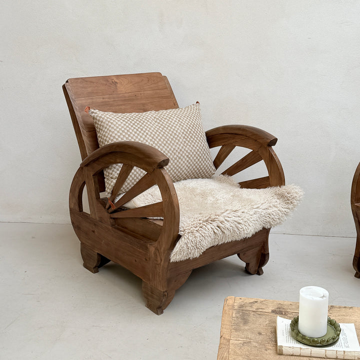 Antique Art Deco Wooden Armchair 