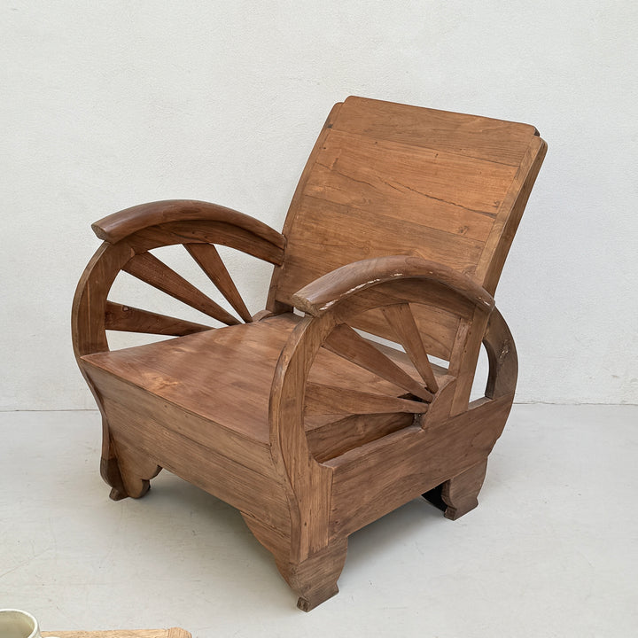 Antique Art Deco Wooden Armchair