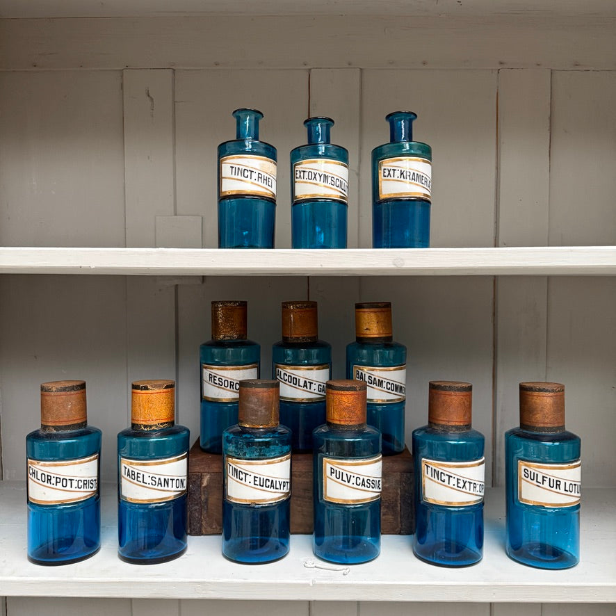 Antique Blue Glass Apothecary Jar | Victorian Cobalt Blue Pharmacy Bottle