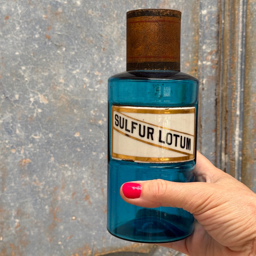 Antique Blue Glass Apothecary Jar | Victorian Cobalt Blue Pharmacy Bottle