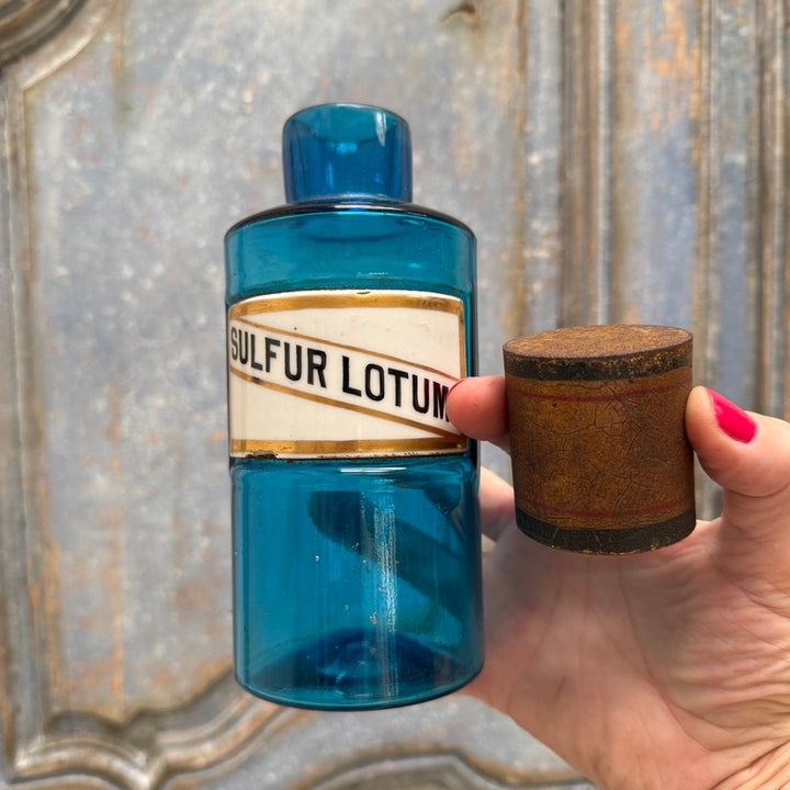 Antique Blue Glass Apothecary Jar | Victorian Cobalt Blue Pharmacy Bottle