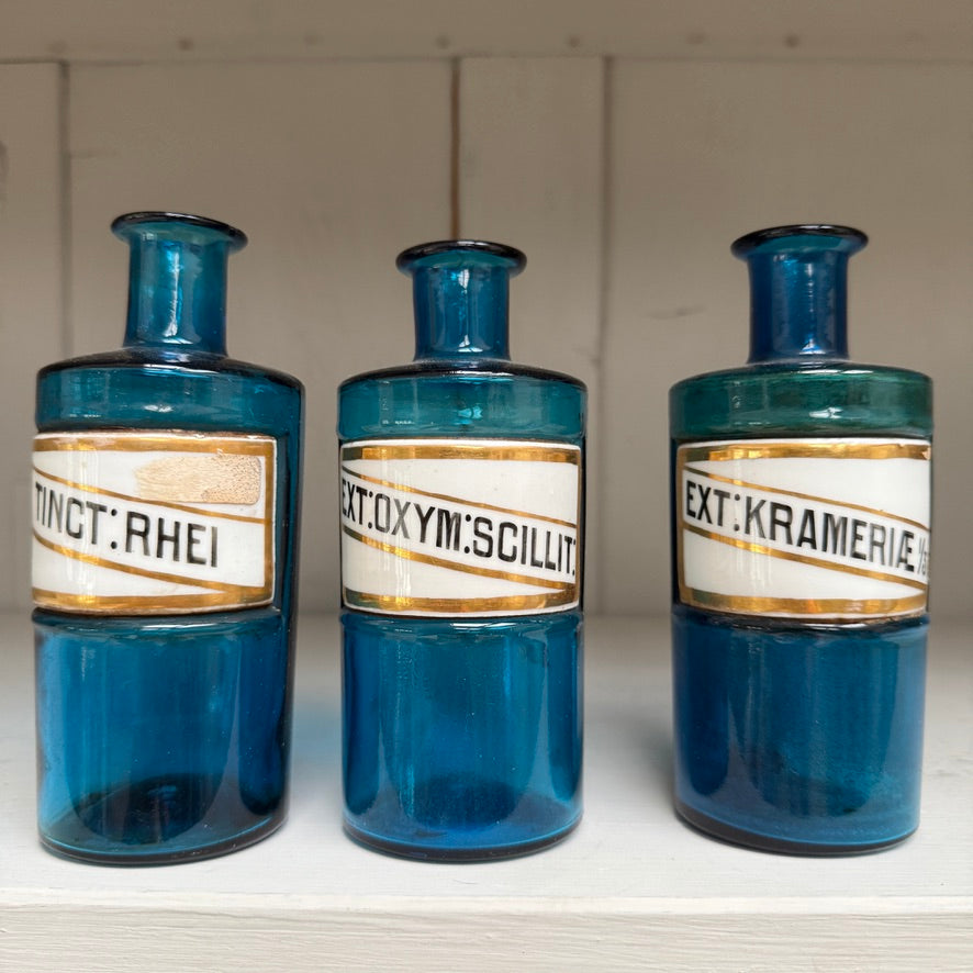 Antique Blue Glass Apothecary Jar | Victorian Cobalt Blue Pharmacy Bottle