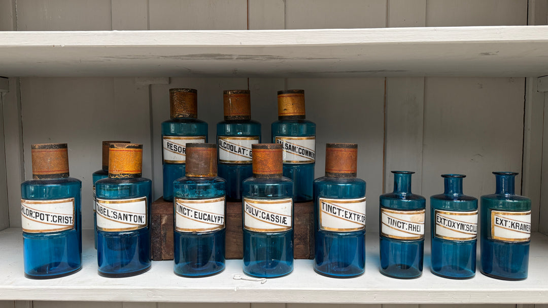 Antique Blue Glass Apothecary Jar | Victorian Cobalt Blue Pharmacy Bottle