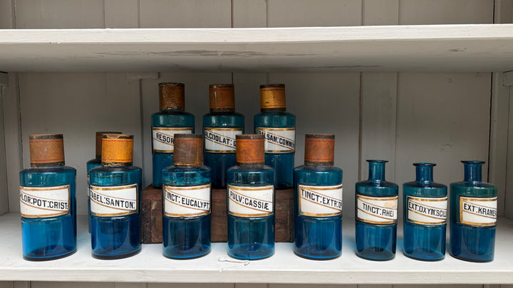Antique Blue Glass Apothecary Jar | Victorian Cobalt Blue Pharmacy Bottle