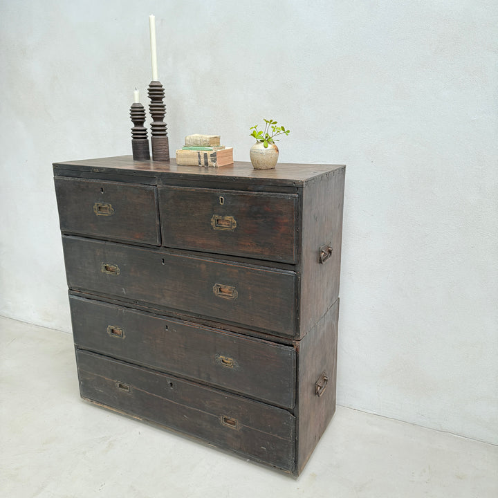 Antique Campaign Chest of Drawers Jasper 