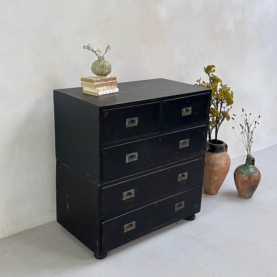 Antique Campaign Chest of Drawers Jasper