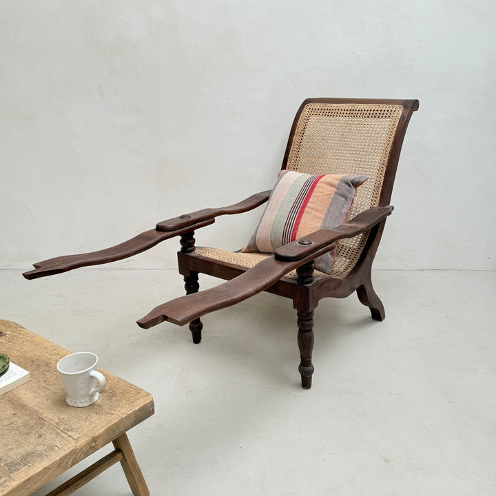 Antique Colonial Cane Campaign Chair Edward