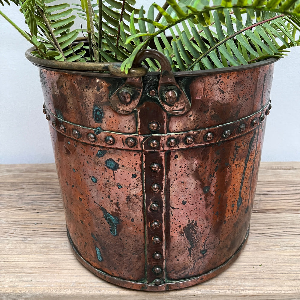 Antique Copper & Brass Riveted Planter