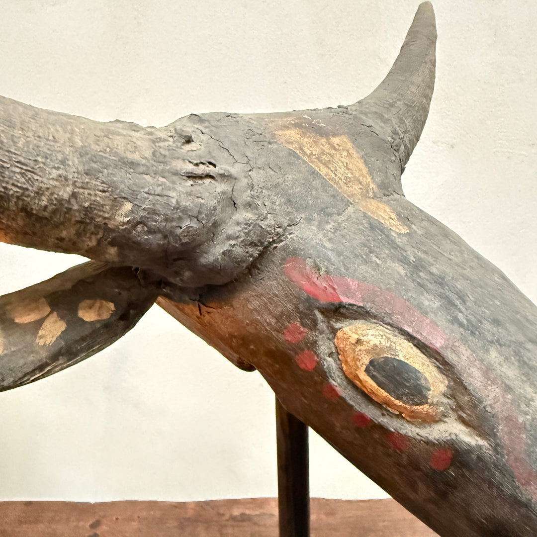 Antique Cow Head Sculpture
