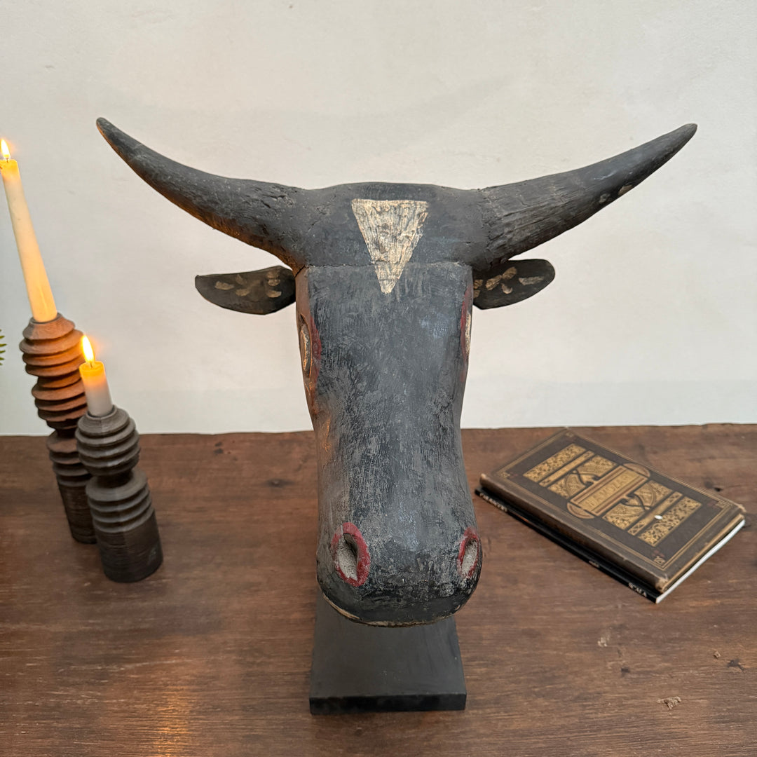Antique Cow Head Sculpture