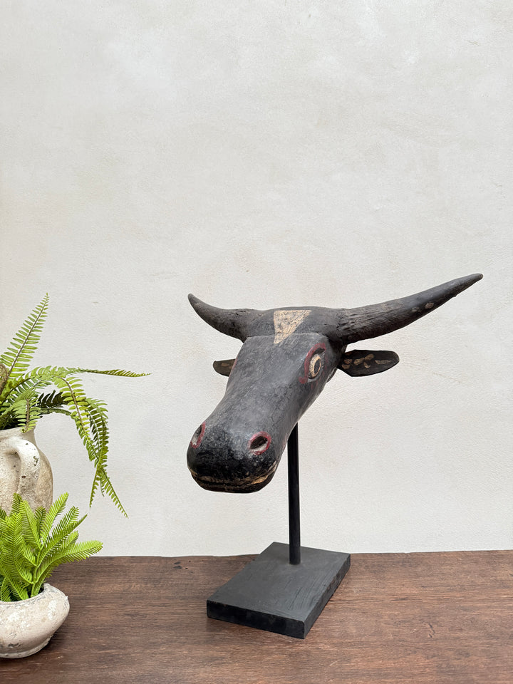 Antique Cow Head Sculpture 