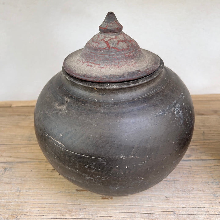 Antique Decorative Clay Apothecary Jar