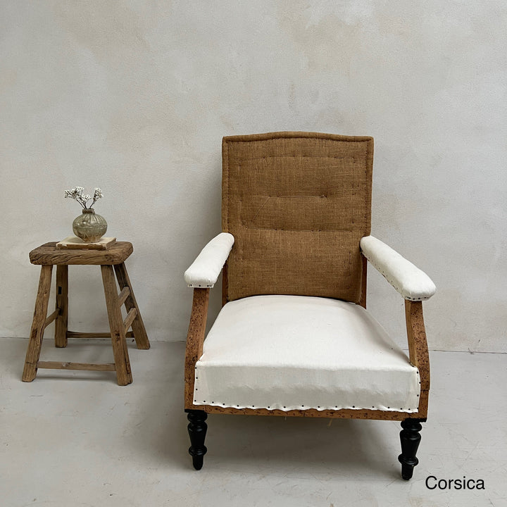 Antique French square back armchairs