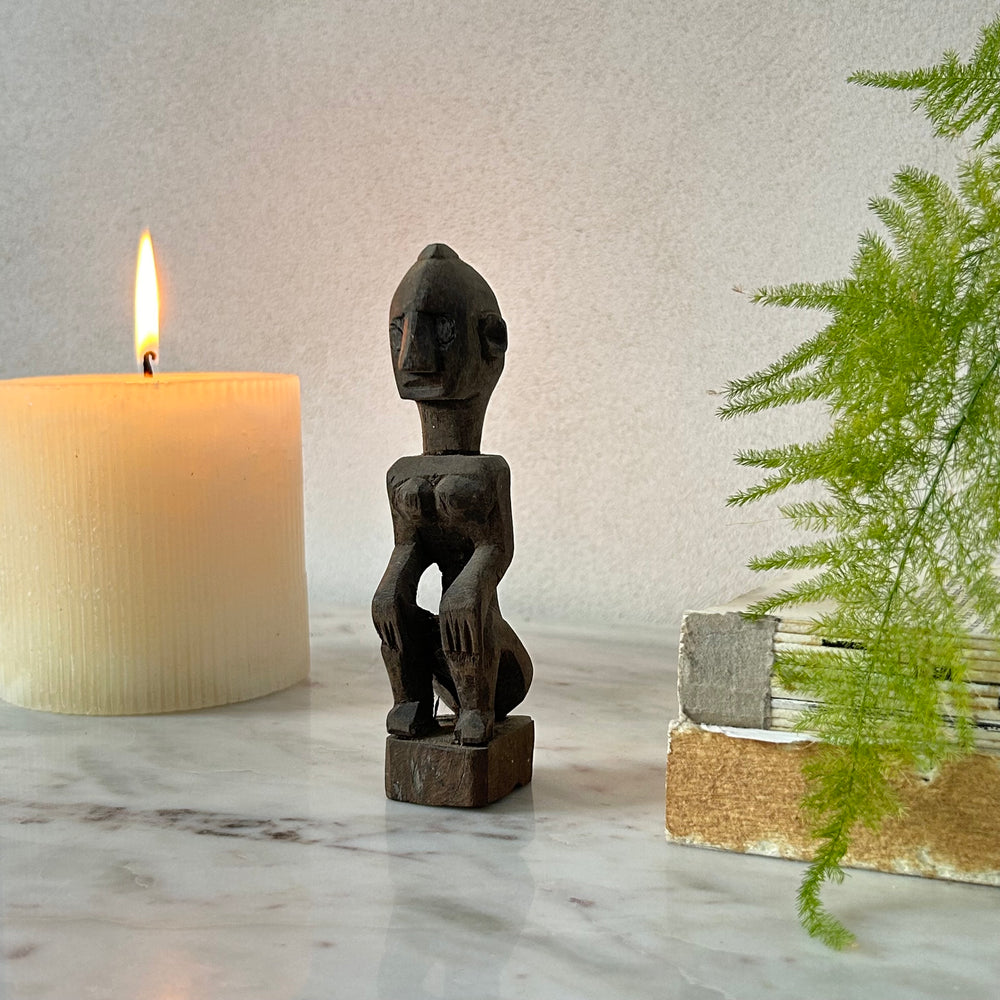 Antique Hand Carved Wooden Statue Mani