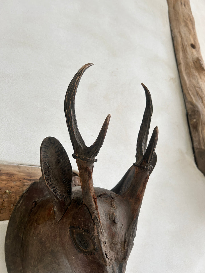 Antique Hand Carved Wooden deer head | Made