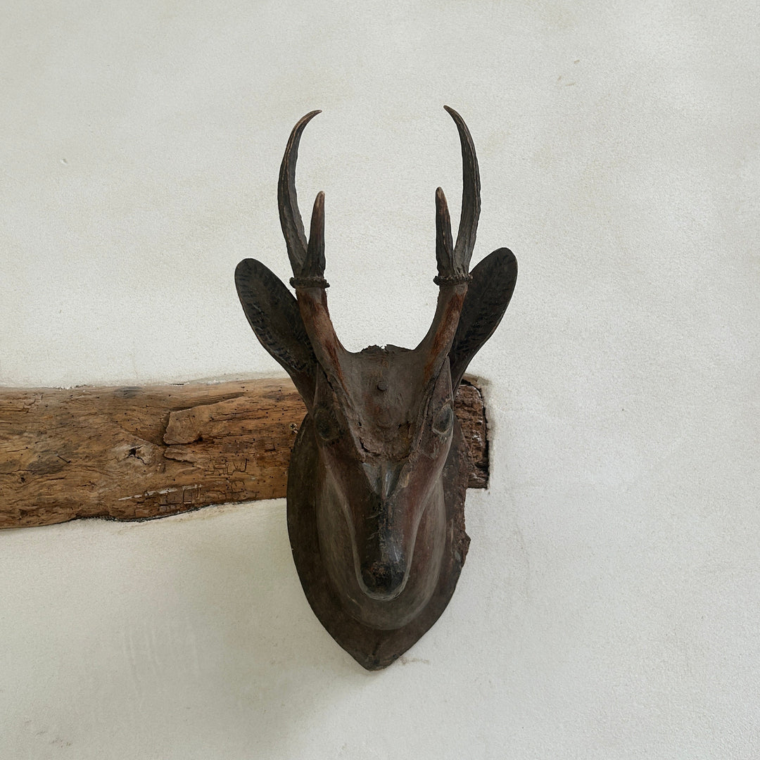 Antique Hand Carved Wooden deer head | Made