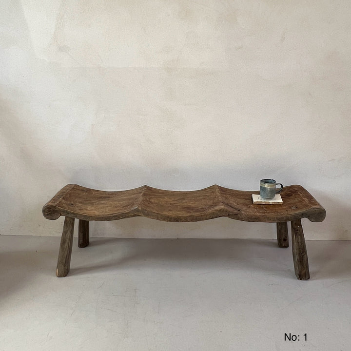 Antique Handcarved Curved Bench