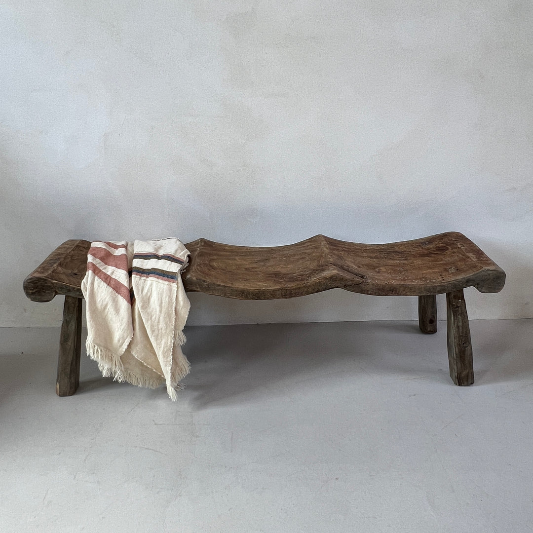 Antique Handcarved Curved Bench | Three seats