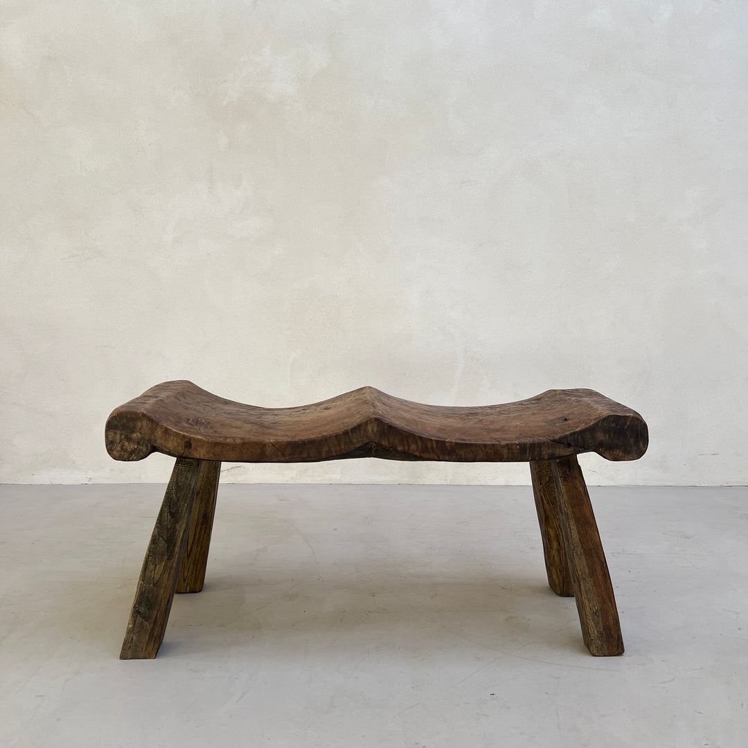 Antique Handcarved Curved Bench | Two seats