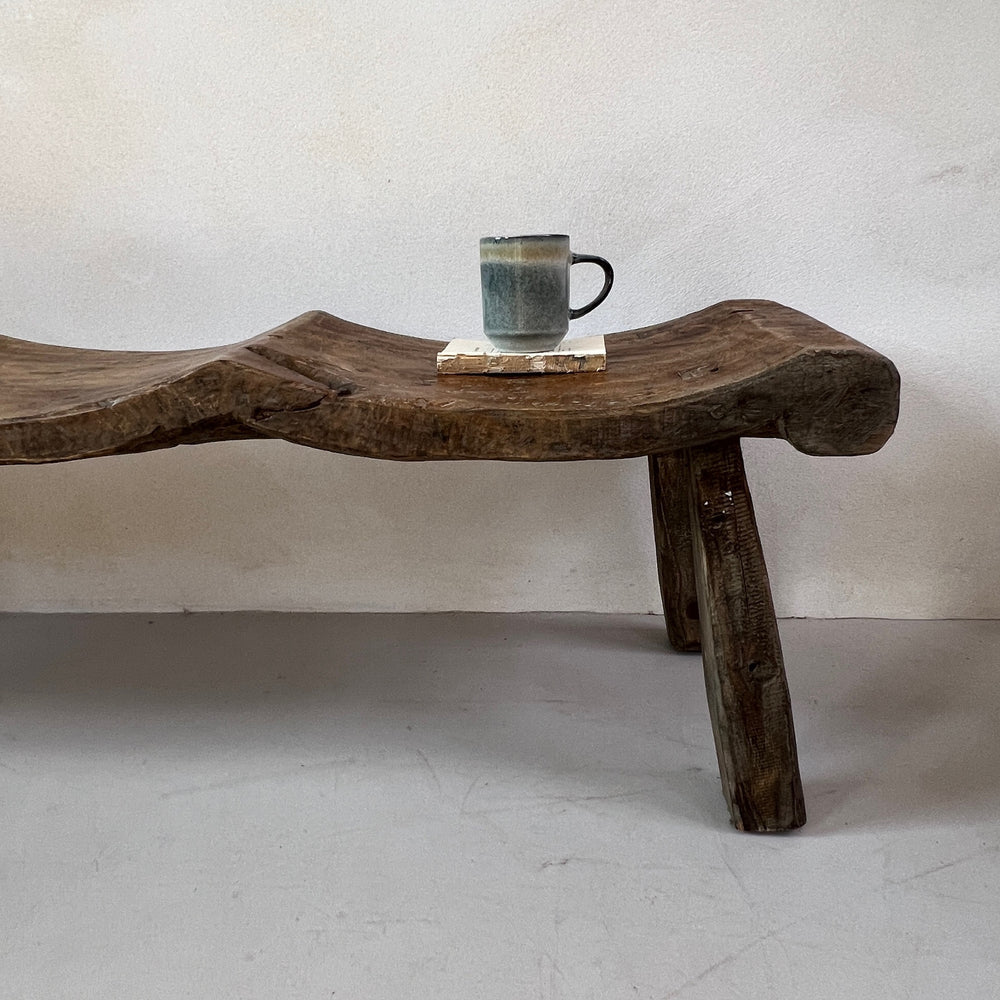 Antique Handcarved Curved Bench