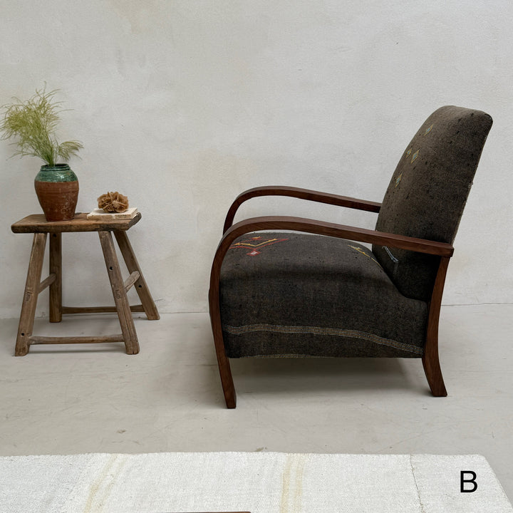 Antique Handwoven Kilim Armchair
