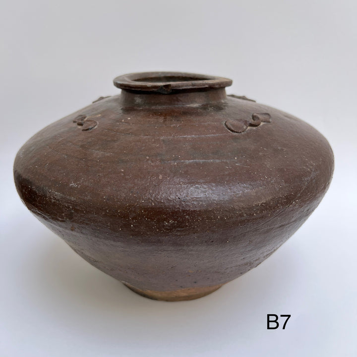 Antique Ikebana low vase | Dark 