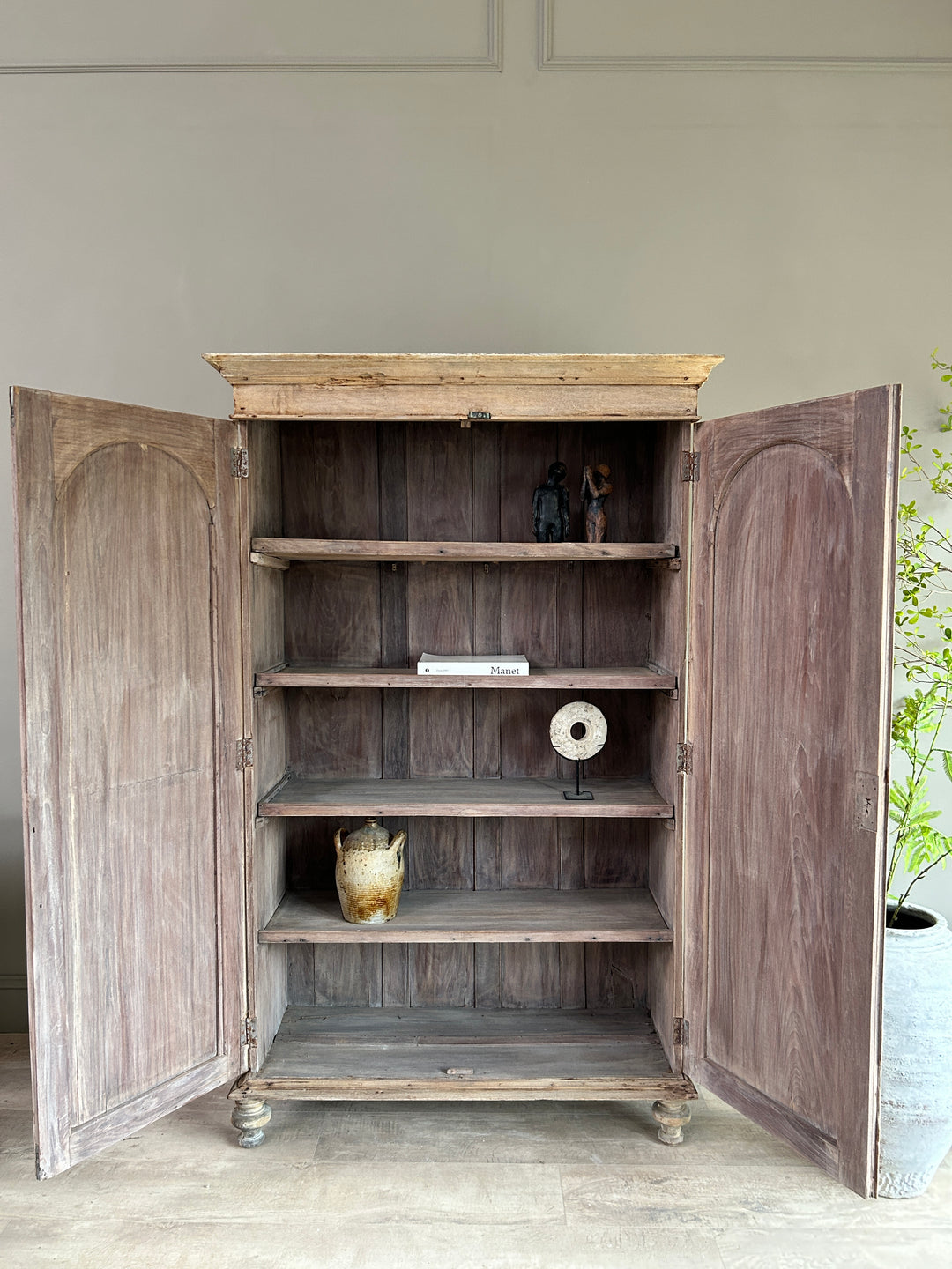 Antique Pale Wood Armoire | Rusholme 
