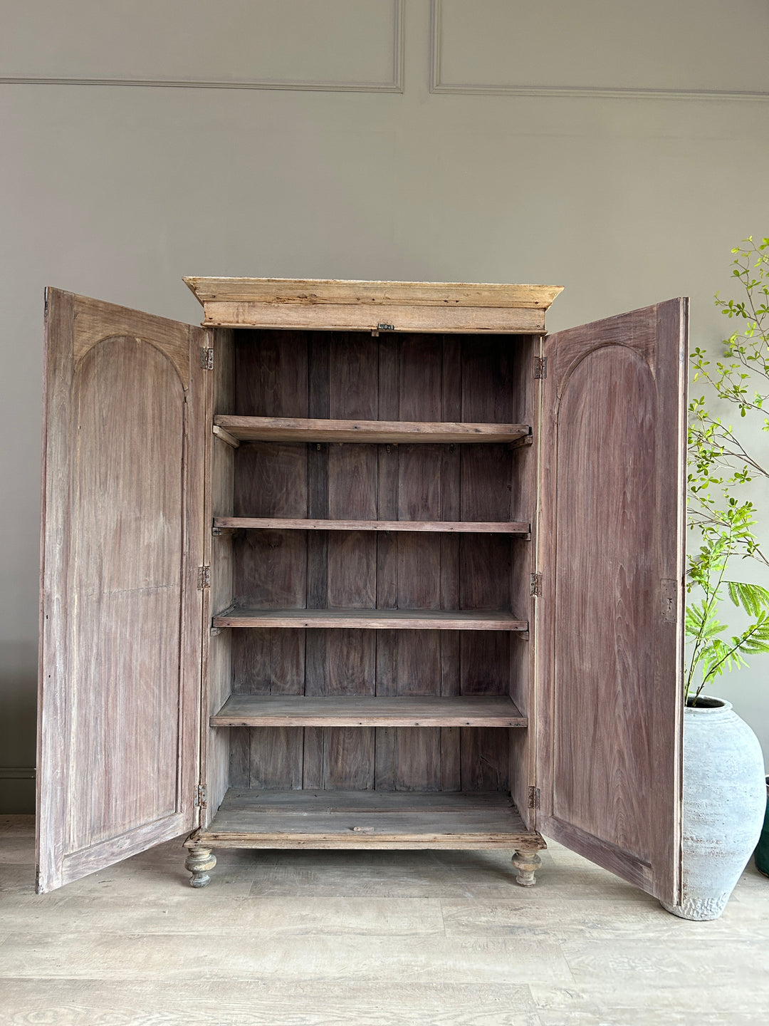 Antique Pale Wood Armoire | Rusholme 