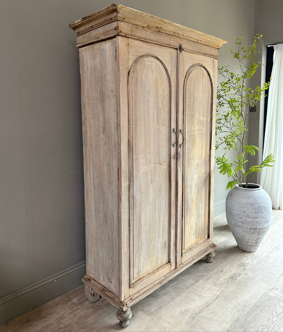 Antique Pale Wood Armoire | Rusholme 
