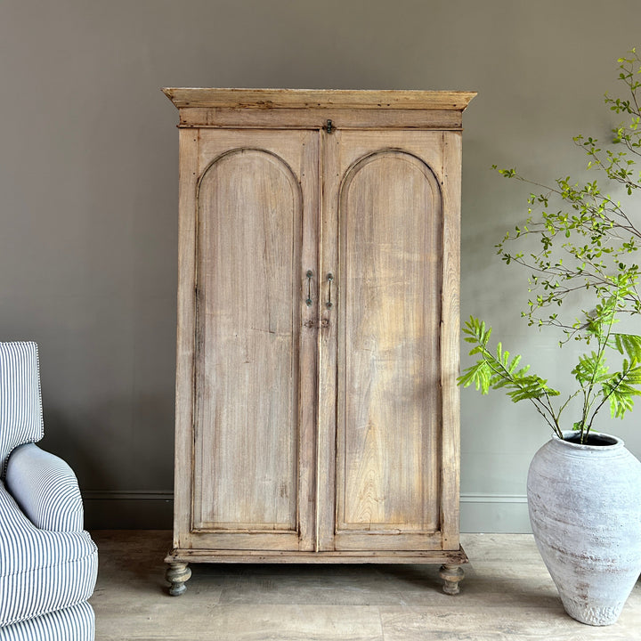 Antique Pale Wood Armoire | Rusholme