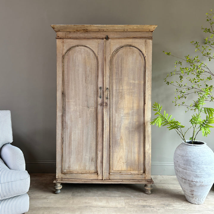 Antique Pale Wood Armoire | Rusholme 