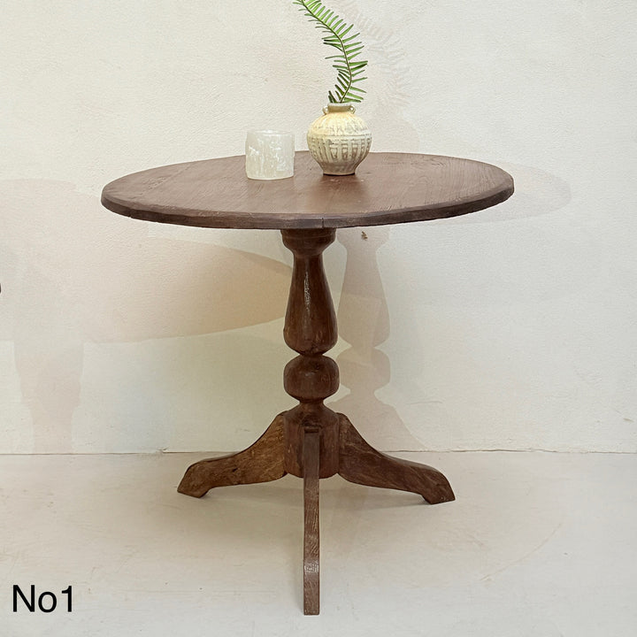 Antique Pedestal Round Side Tables