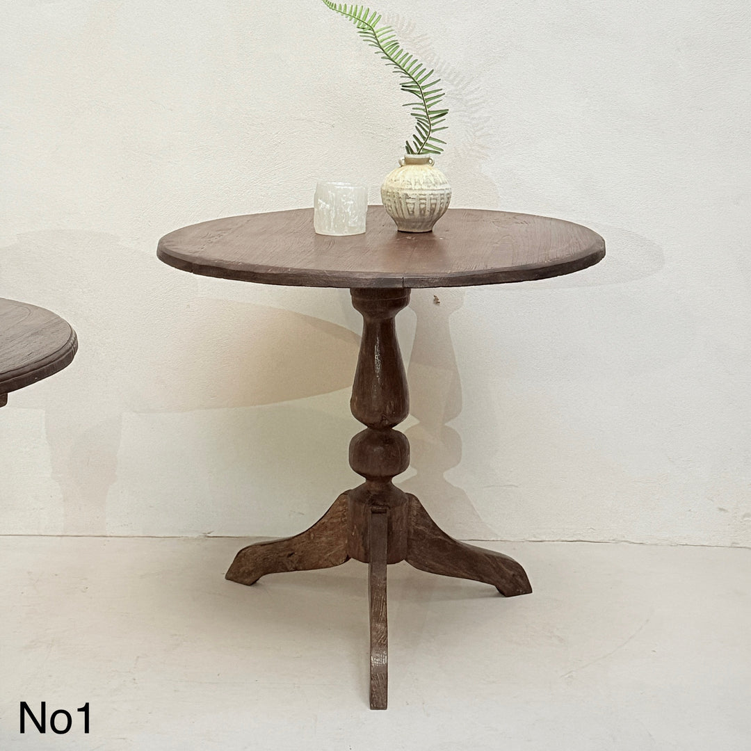 Antique Pedestal Round Side Tables