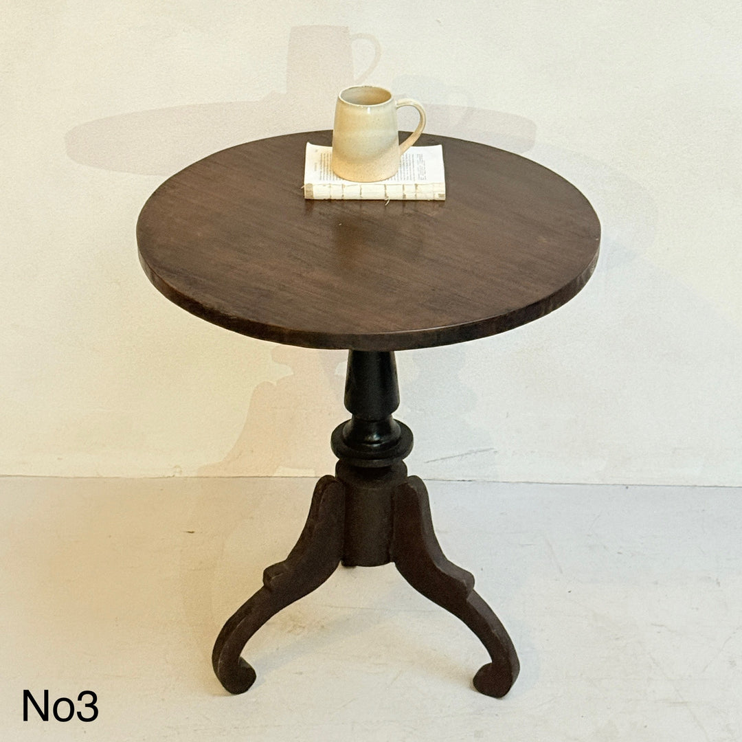Antique Pedestal Round Side Tables 