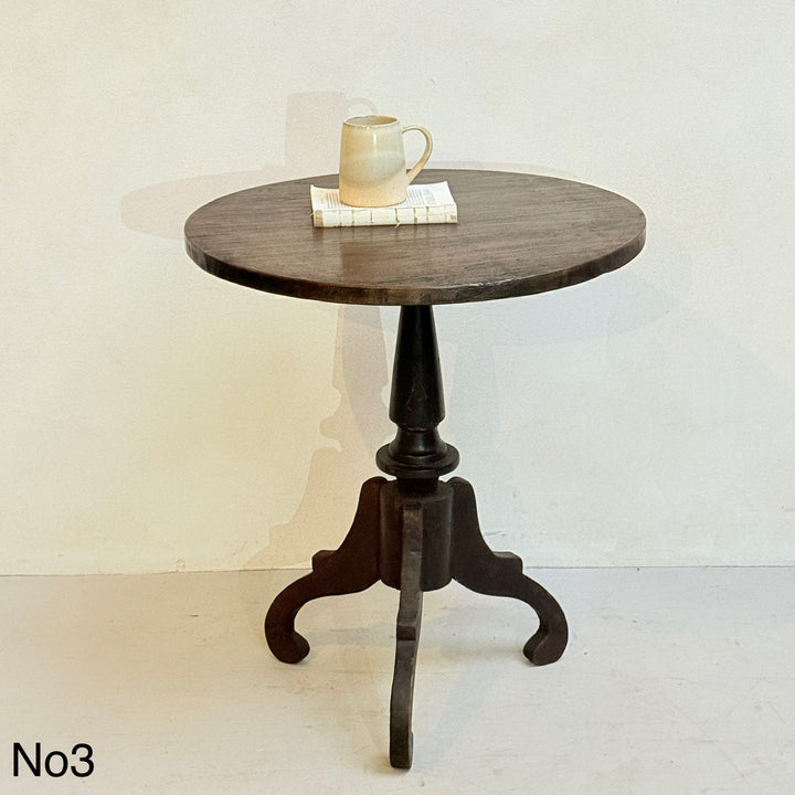 Antique Pedestal Round Side Tables