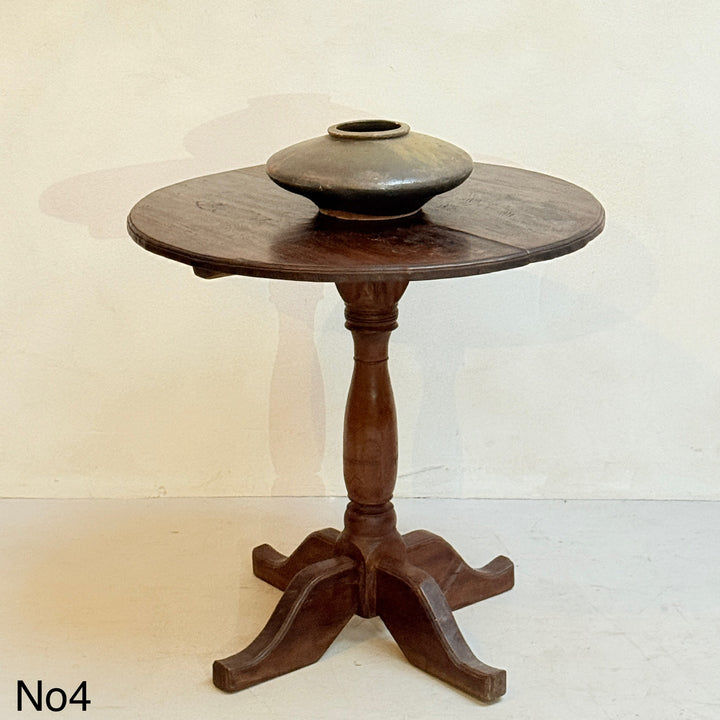Antique Pedestal Round Side Tables