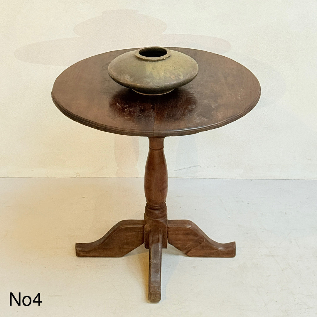 Antique Pedestal Round Side Tables