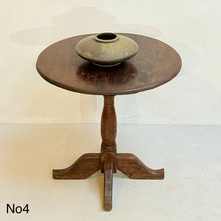 Antique Pedestal Round Side Tables