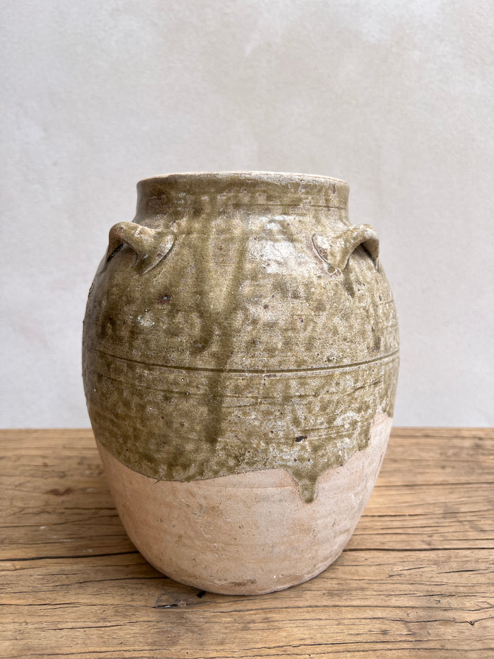 Antique Pelambang Green Preserve Pot