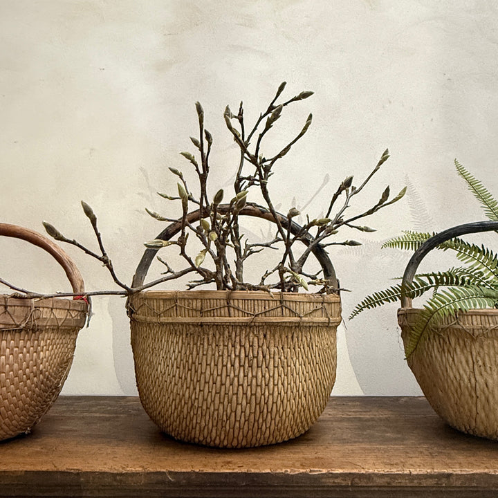 Antique Round Woven Market Basket